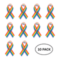 10 Pack Satin Rainbow Ribbon Pins The Awareness Company