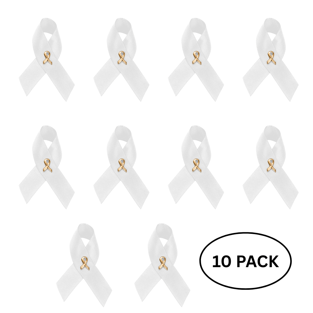 10 Pack Satin White Ribbon Pins The Awareness Company