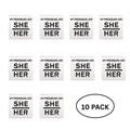 10 Pack Silver My Pronouns Are She Her Pins The Awareness Company