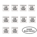 5/10/25/100 Silver Square My Pronouns Are He Him Pins The Awareness Company