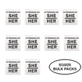 5/10/25/100 Silver My Pronouns Are She Her Pins The Awareness Company