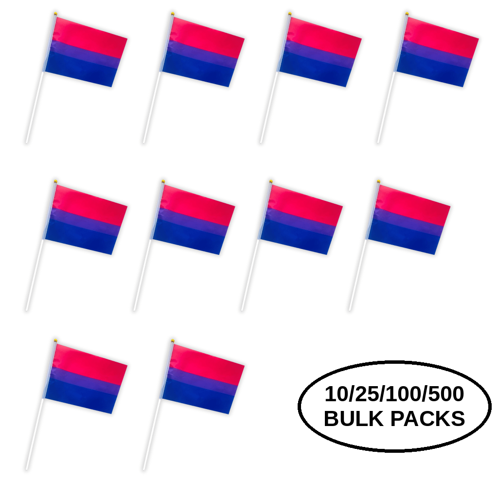 10/25/100/500 Bulk Small Bisexual Flags on a Stick The Awareness Company