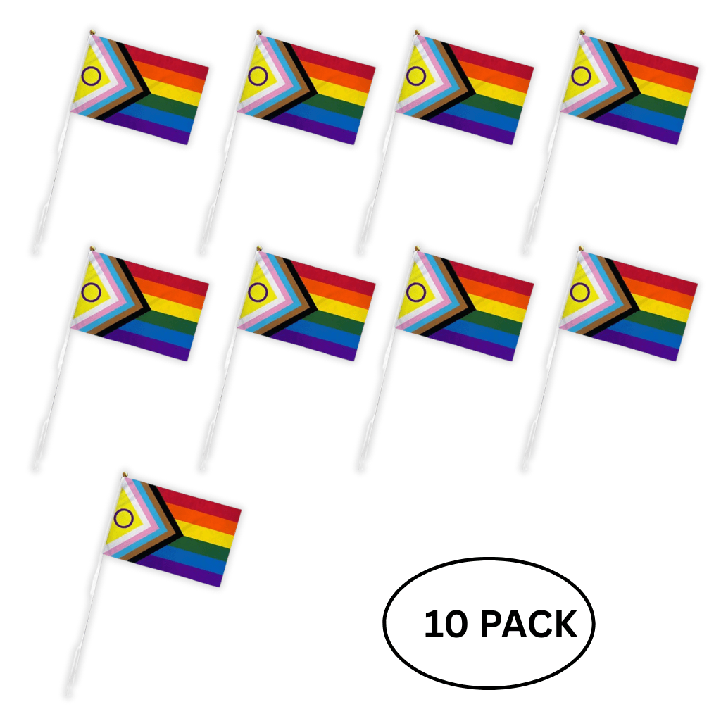 10 Pack Small Daniel Quasar Intersex-Inclusive Flags on a Stick The Awareness Company
