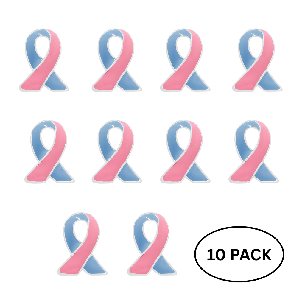 10 Pack Small Pink & Blue Ribbon Lapel Pins The Awareness Company