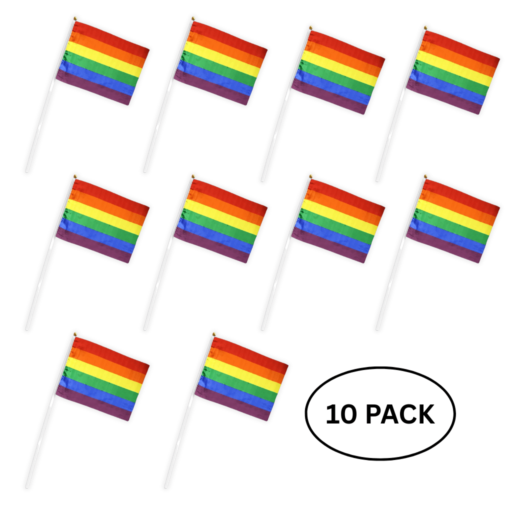 10 Pack Small Rainbow Flags on a Stick The Awareness Company