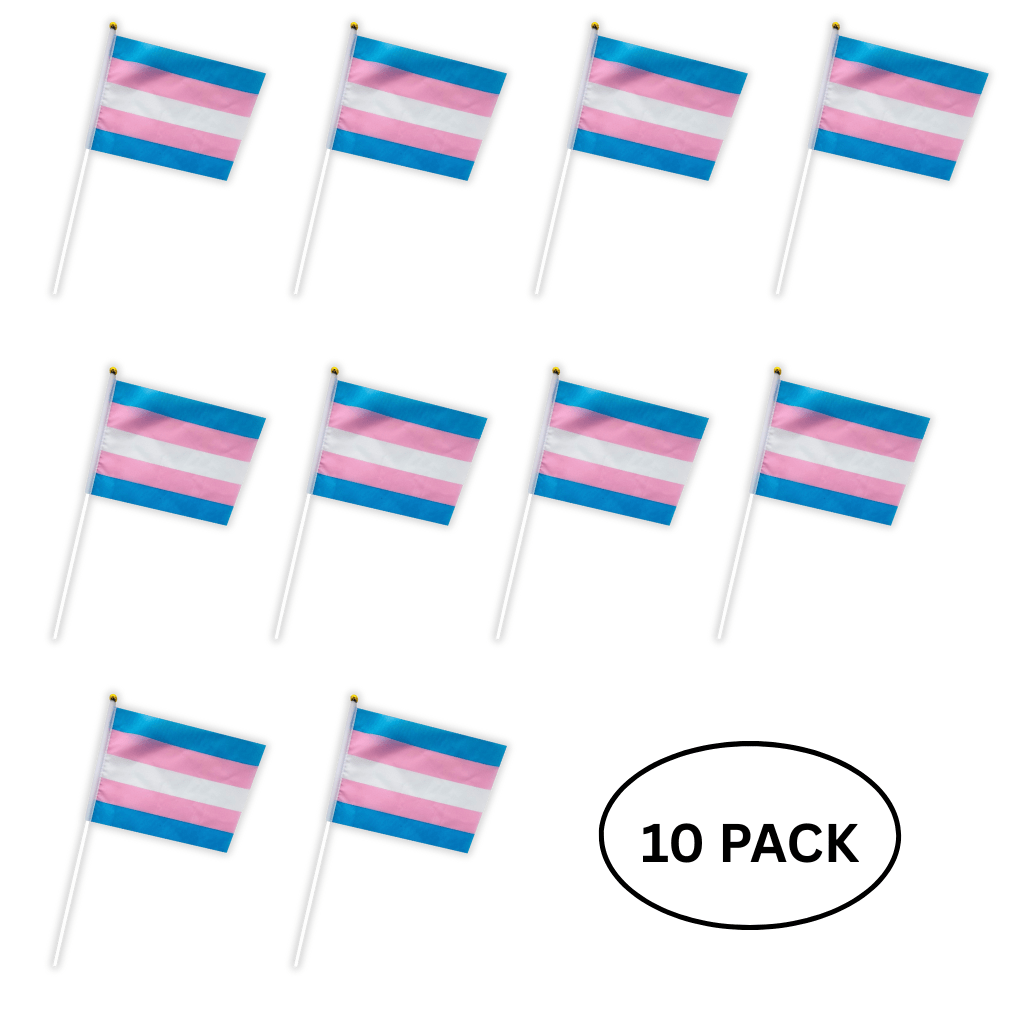 10 Pack Small Transgender Flags on a Stick The Awareness Company