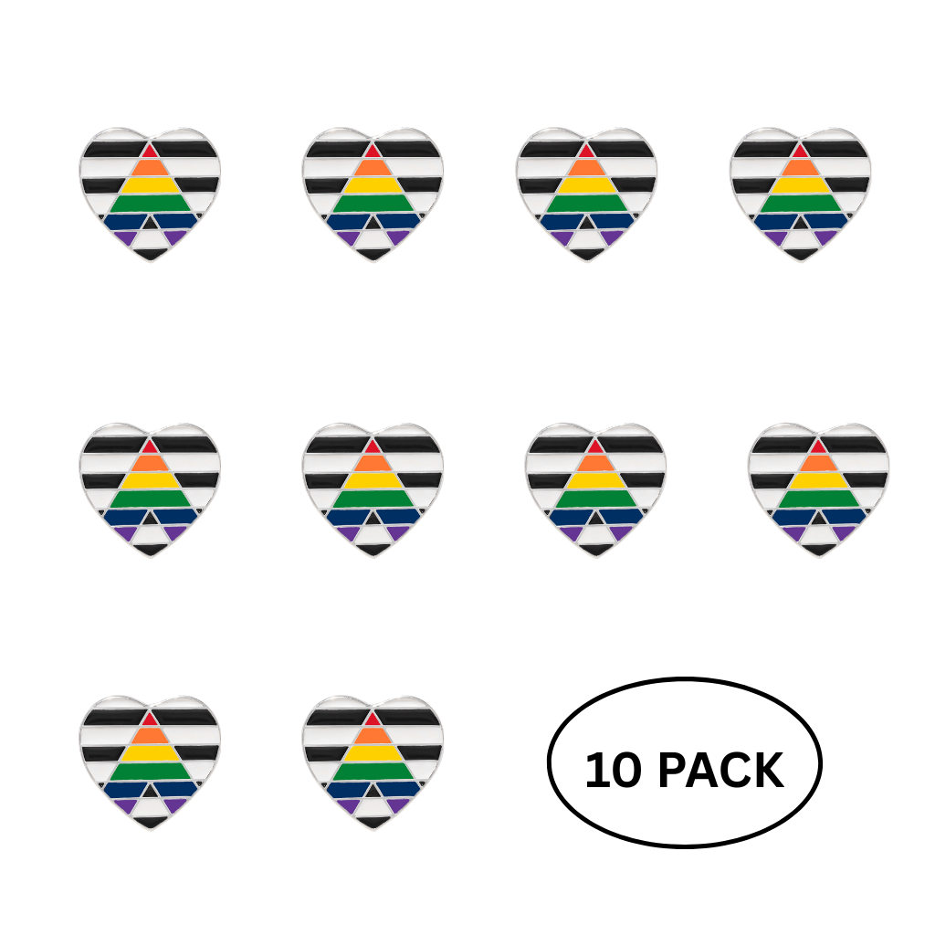10 Pack Straight Ally Flag Heart Pins The Awareness Company