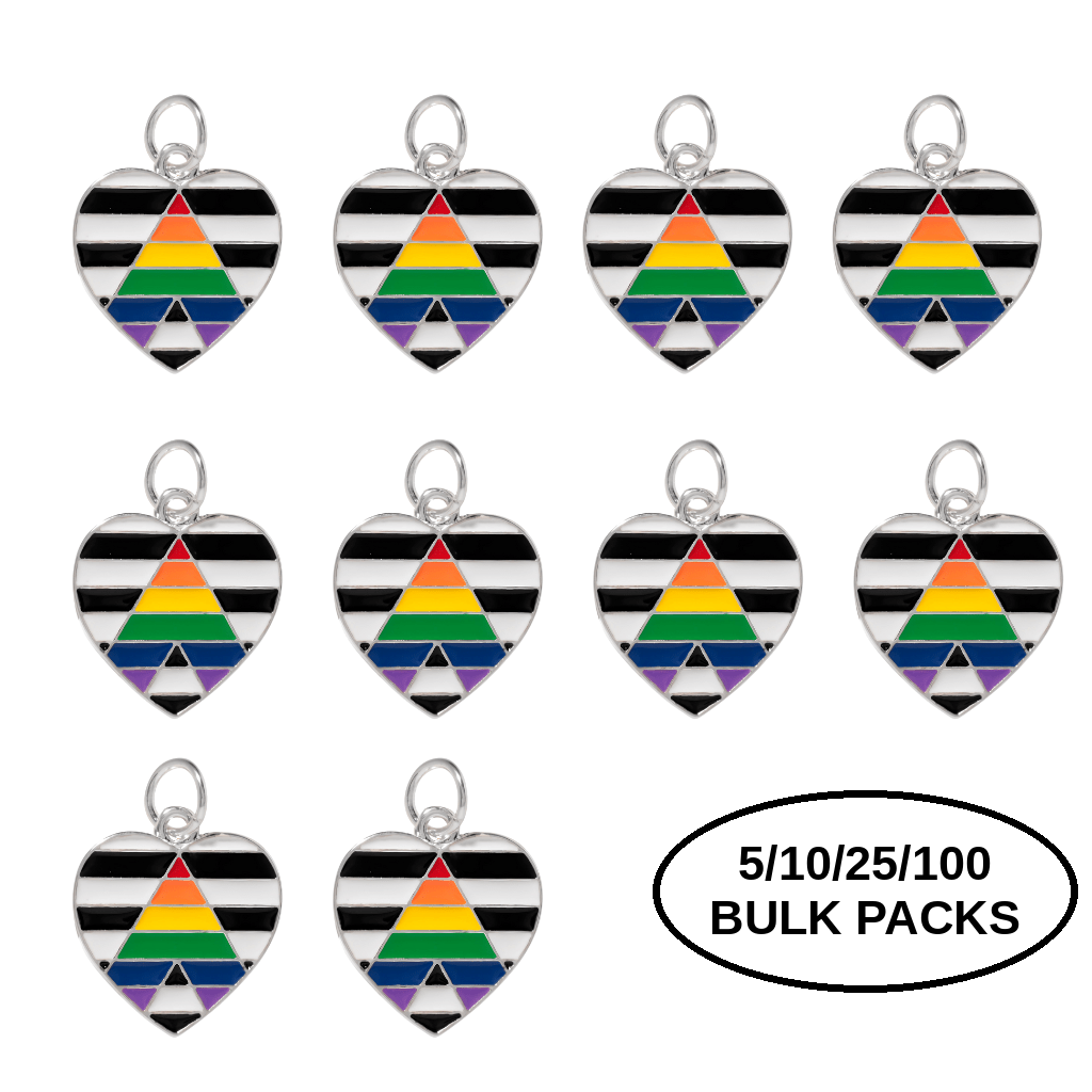 5/10/25/100 Straight Ally LGBTQ Pride Heart Charms The Awareness Company