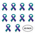 10 Pack Teal & Purple Ribbon Pins for Suicide, Sexual Assault Awareness The Awareness Company