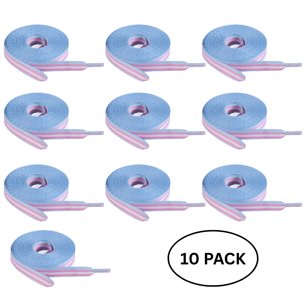 10 Pack Transgender Flag Shoe Laces (10 Pairs) The Awareness Company