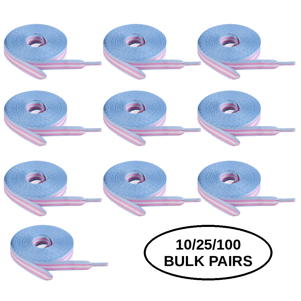 10 Pack Transgender Flag Shoe Laces (10/25/100 Pairs) The Awareness Company