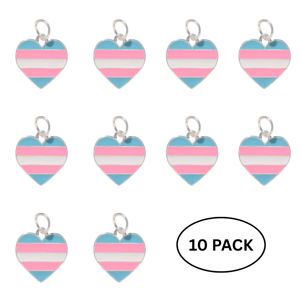 10 Pack Transgender Heart Pride Charms The Awareness Company