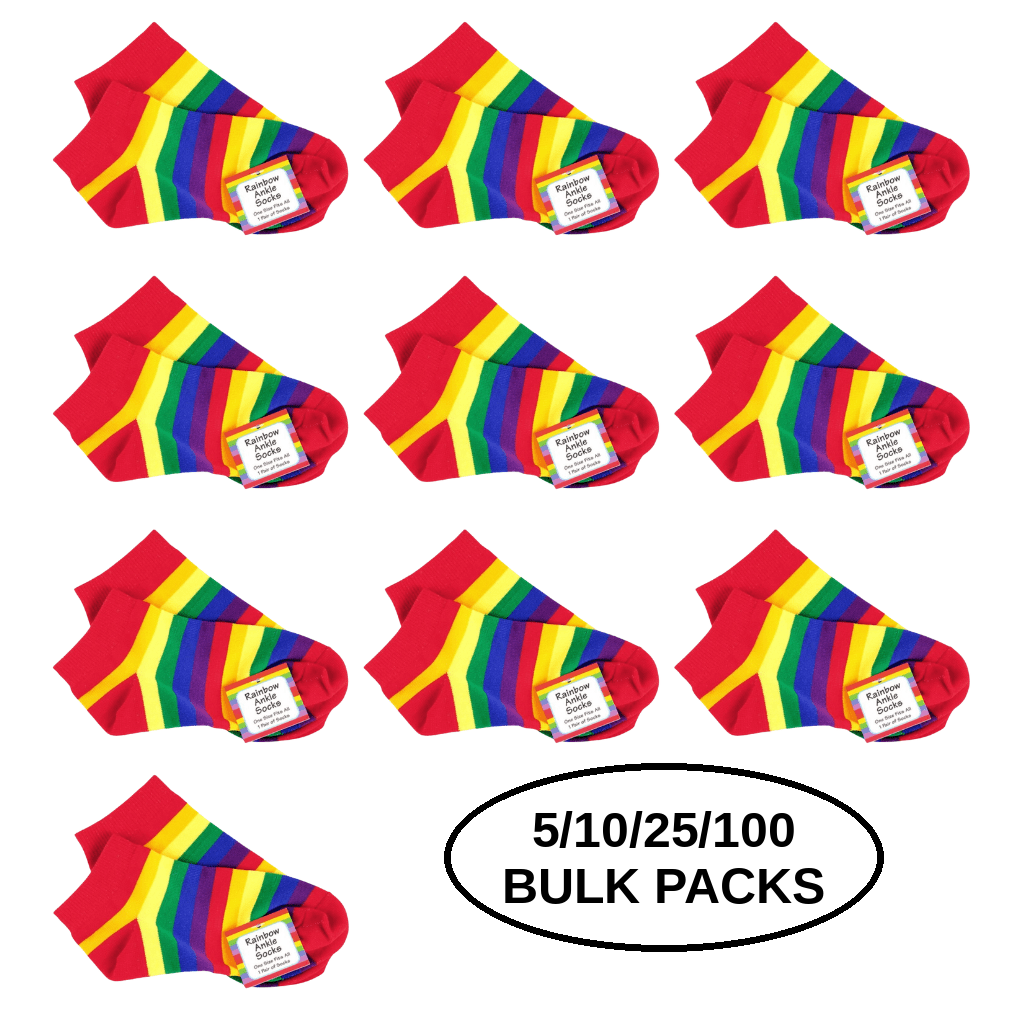 5/10/25/100 Rainbow Ankle Socks The Awareness Company