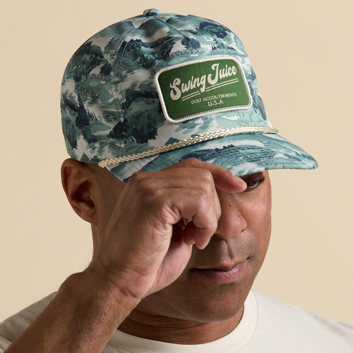 Golf Georgia Landscape Unisex Rope Hat Green O/S SwingJuice LLC