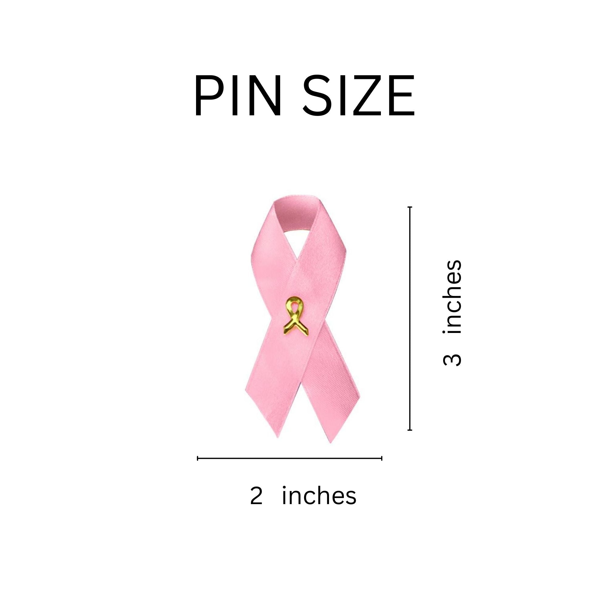 10 Pack of Satin Pink Ribbon Breast Cancer Pins The Awareness Company