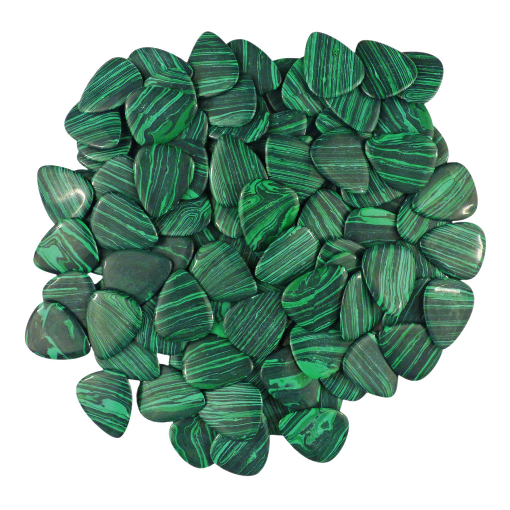 Green Malachite Stone Guitar Or Bass Pick - 3.0 mm Ultra Heavy Gauge - 351 Shape - Specialty Handmade Exotic Plectrum Exotic Plectrums