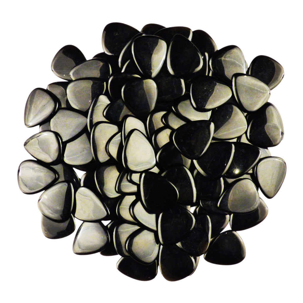 Black Obsidian Volcanic Glass Stone Guitar Pick - 3.0 mm Ultra Heavy Gauge - 351 Shape - Specialty Handmade Exotic Plectrum Exotic Plectrums