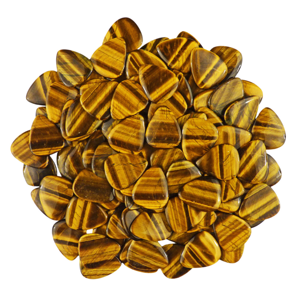 Yellow Tiger's Eye Stone Guitar Or Bass Pick - 3.0 mm Ultra Heavy Gauge - 351 Shape - Specialty Handmade Gemstone Exotic Plectrum Exotic Plectrums