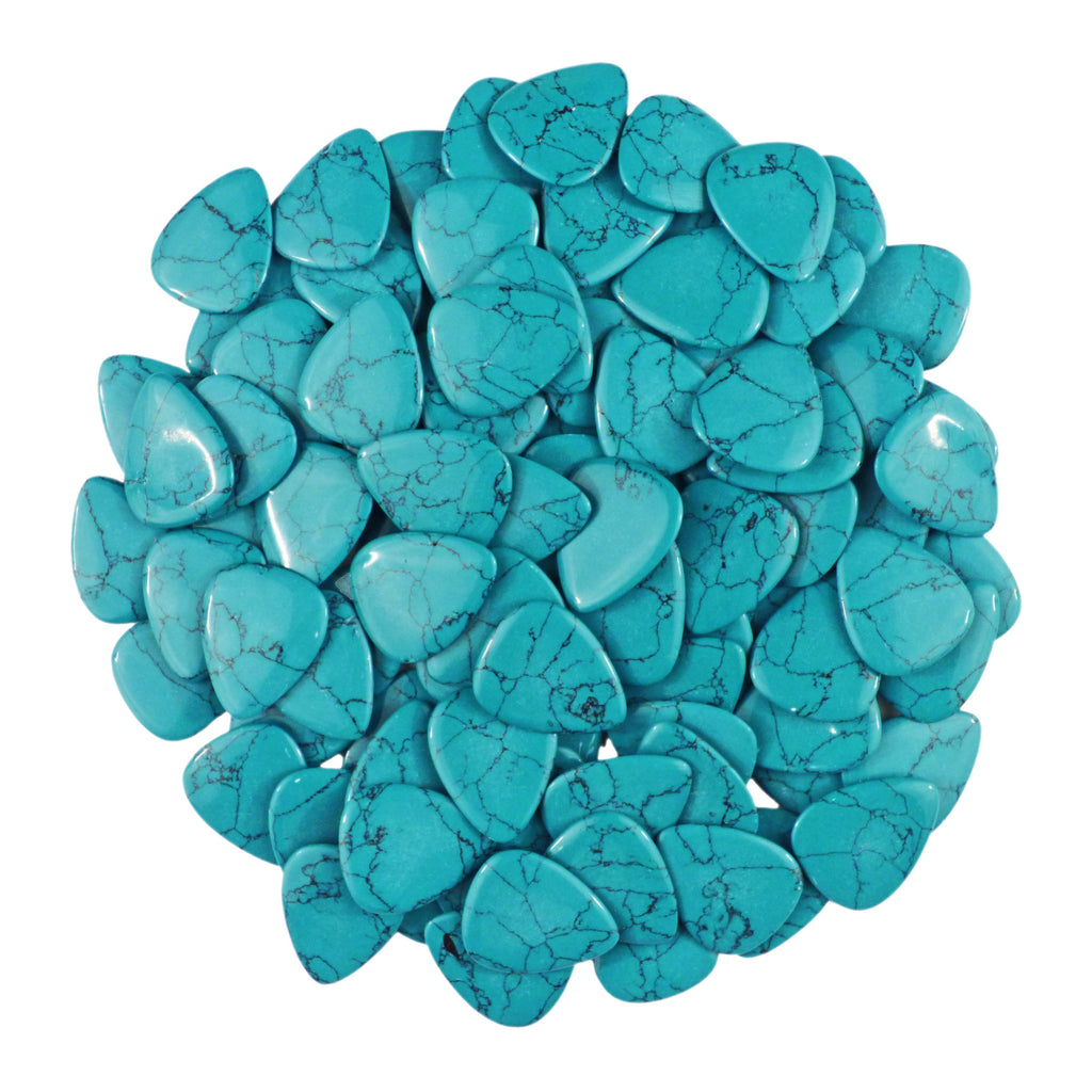 Turquoise Stone Guitar Or Bass Pick - 3.0 mm Ultra Heavy Gauge - 351 Shape - Specialty Handmade Stone Exotic Plectrum Exotic Plectrums