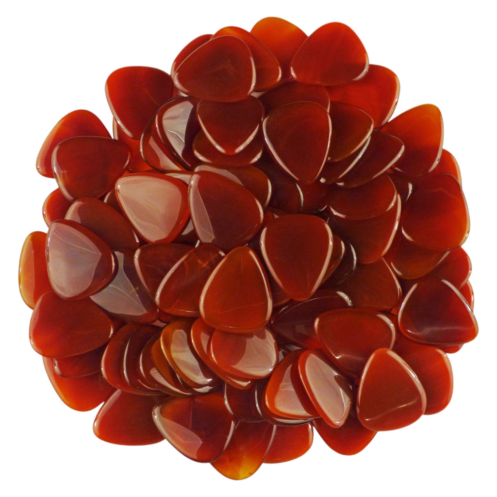 Carnelian Stone Guitar Or Bass Pick - 3.0 mm Ultra Heavy Gauge - 351 Shape - Specialty Handmade Gemstone Exotic Plectrum Exotic Plectrums