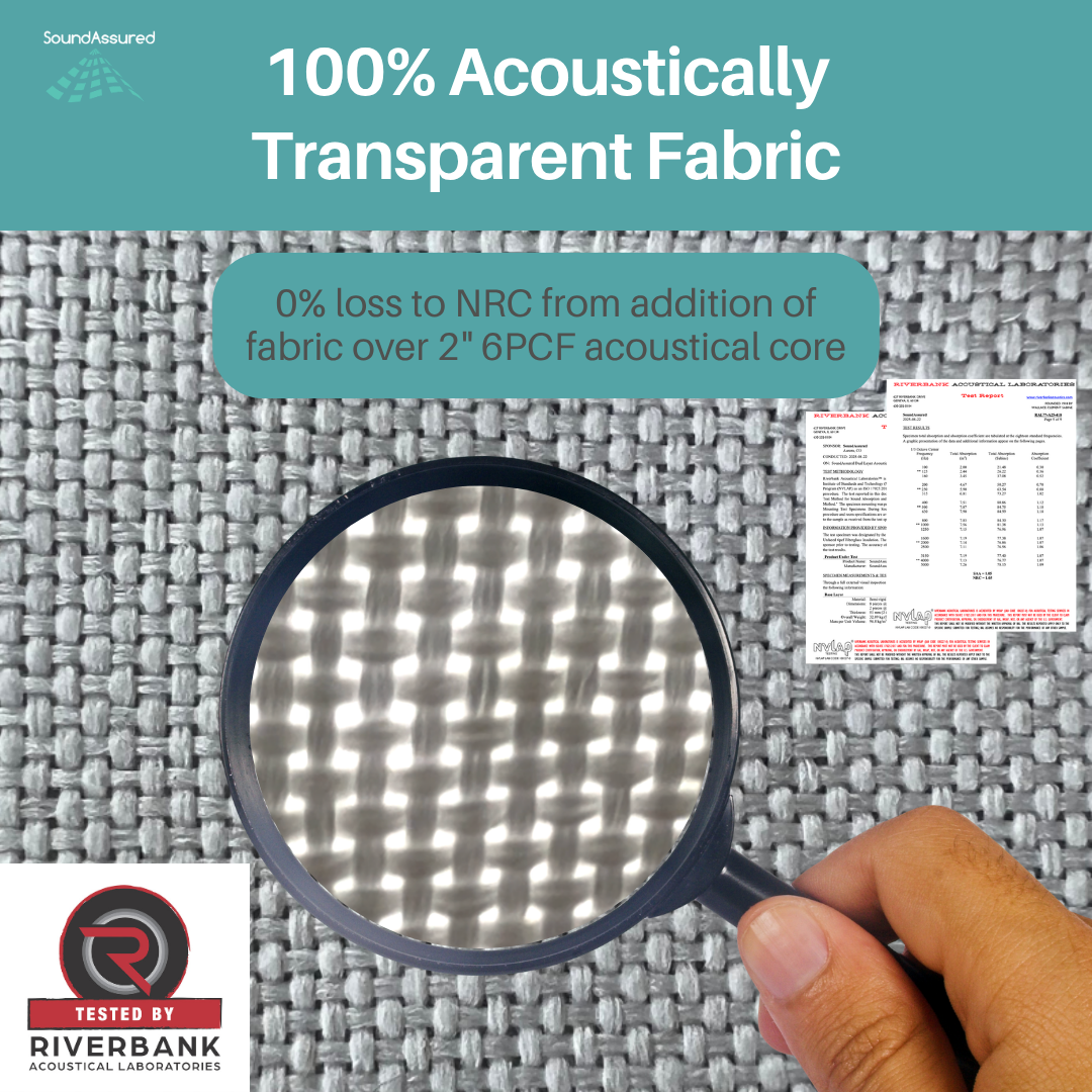 Fire Treated Acoustic Fabric - SoundAssured Dual Layer Acoustical Fabric (100% Acoustic Transparency) SoundAssured