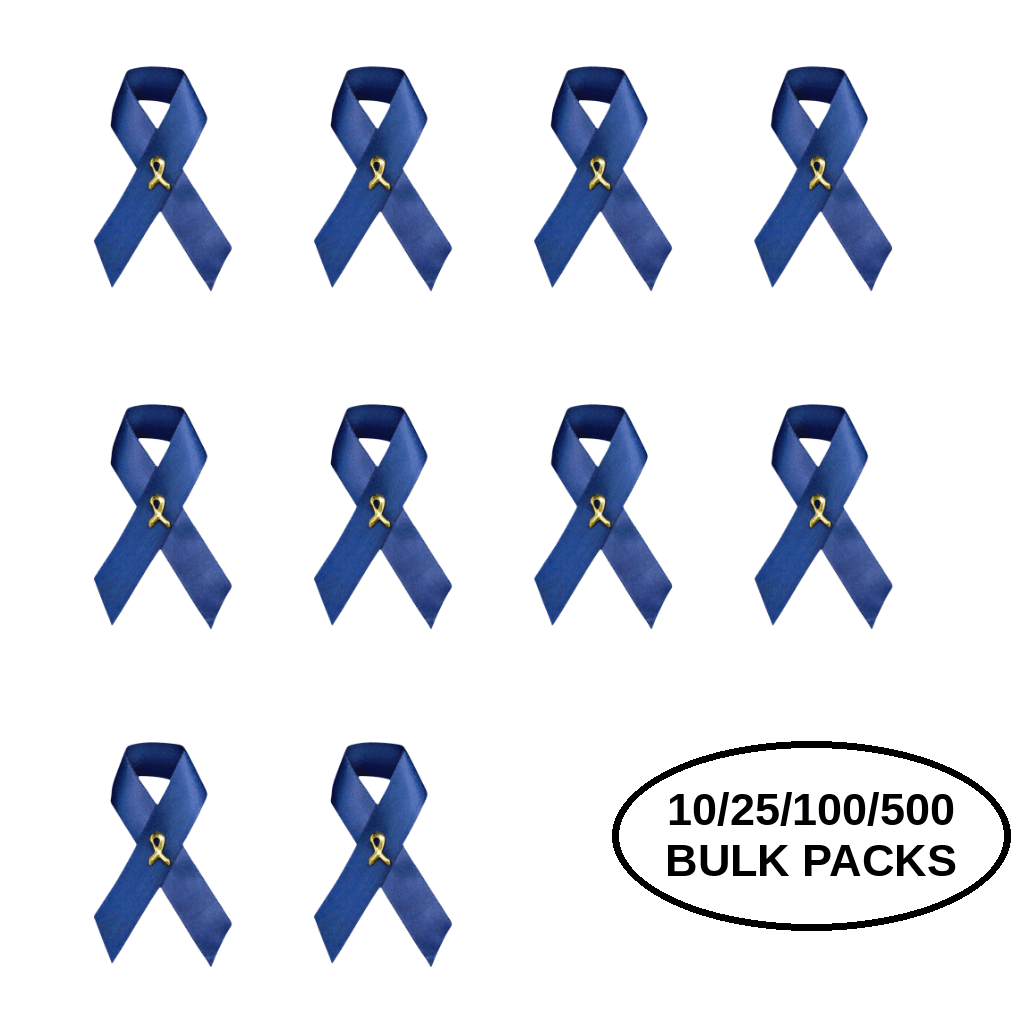 10/25/100/500 Pack Dark Blue Satin Ribbon Awareness Pins The Awareness Company