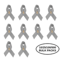 10/25/100/500 Pack Gray Satin Ribbon Pins The Awareness Company