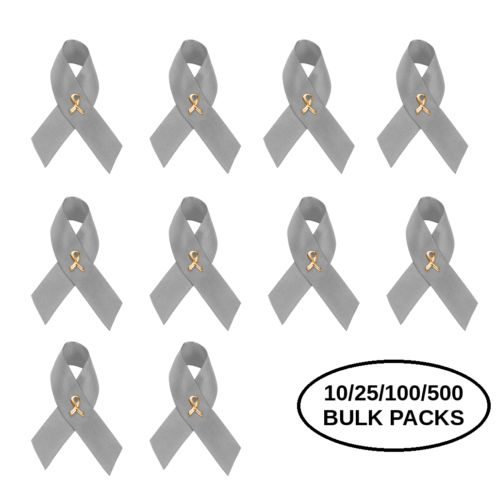 10/25/100/500 Pack Gray Satin Ribbon Pins The Awareness Company
