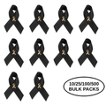 10/25/100/500 Pack Satin Black Ribbon Awareness Pins The Awareness Company