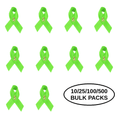 10/25/100/500 Pack Satin Lime Green Awareness Ribbon Pins The Awareness Company