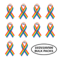 10/25/100/500 Pack Satin Rainbow Ribbon Pins The Awareness Company