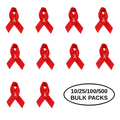10/25/100/500 Pack Satin Red Ribbon Awareness Pins The Awareness Company