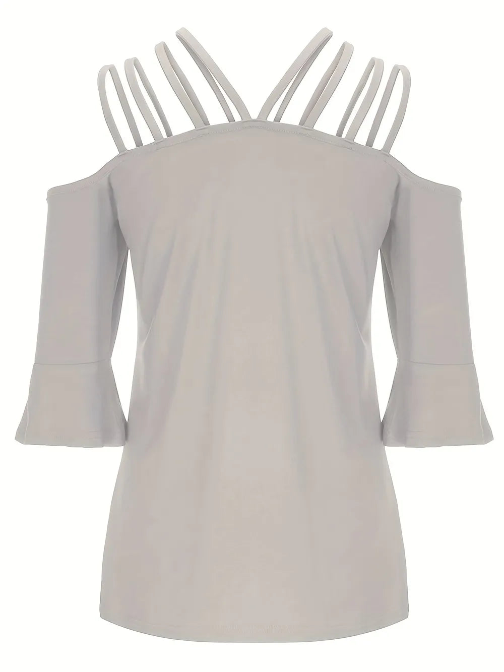 Women Full Size Cold Shoulder Three-Quarter Sleeve Blouse NicholesGifts