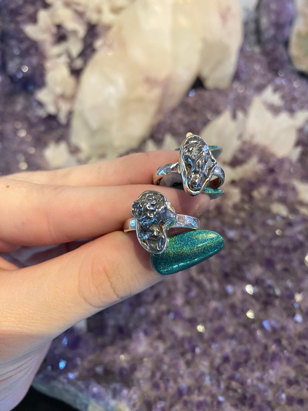 Meteorite in Sterling Silver Ring | Campo del Cielo Curious Muse Crystals