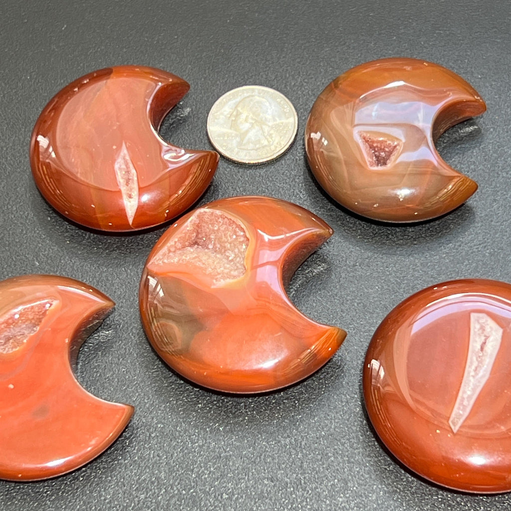 Red Sardonyx Crescent Moon Crystal Carving Amazing Crystals