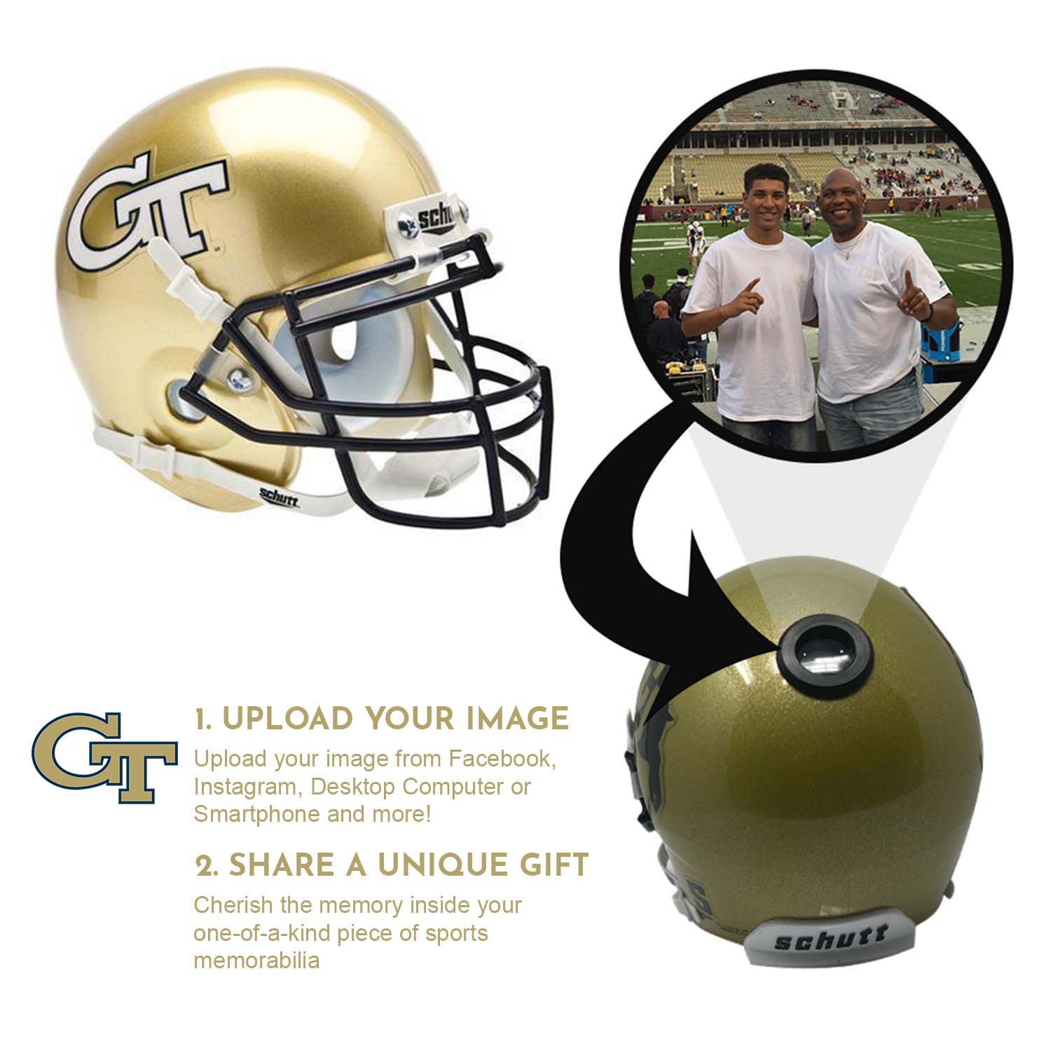 Georgia Tech Yellow Jackets College Football Collectible Mini Helmet - Picture Inside - FANZ Collectibles Fanz Collectibles