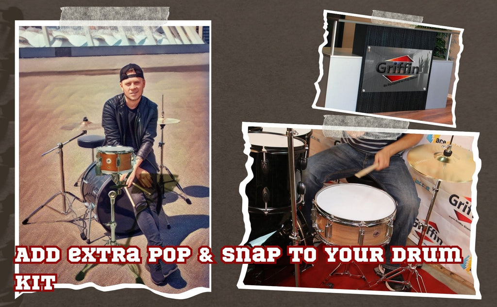 Popcorn Snare Drum by GRIFFIN | Soprano Firecracker 10" x 6" Poplar Wood Shell with Hickory PVC | Concert Percussion Musical Instrument with Drummers Kit Key & Deluxe Snare Strainer Throw Off Set GeekStands.com