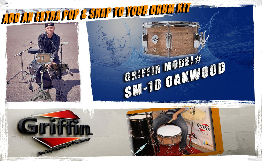Popcorn Soprano Snare Drum by GRIFFIN - Acoustic Firecracker 10"x6" Poplar Wood Shell with Oakwood PVC - Mini Concert Marching Percussion Instrument GeekStands.com