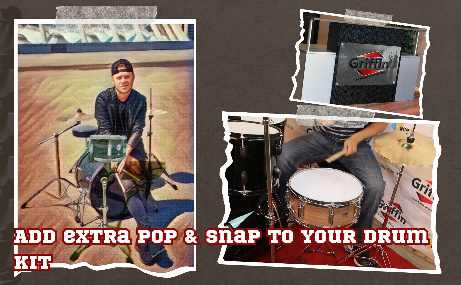 Popcorn Snare Drum by GRIFFIN | Firecracker Acoustic 10" x 6" Poplar Shell with Zebra Wood PVC | Soprano Mini Concert Marching Percussion Musical Instrument with Snare Throw Off, Drummers Key & Head GeekStands.com