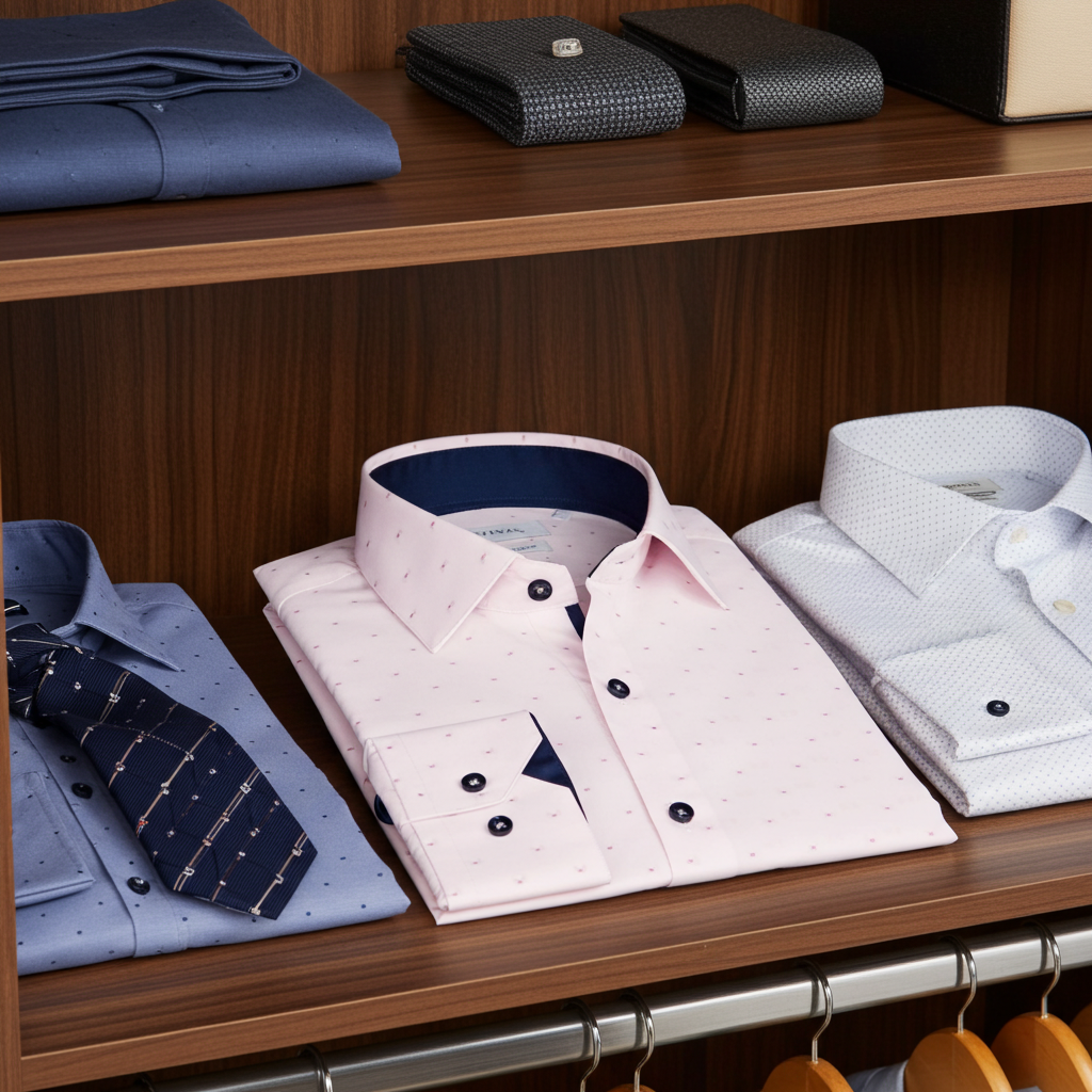 George Button-Up Shirt With Contrast Details // Pink // Contemporary Fit (Regular) LEVINAS® Official