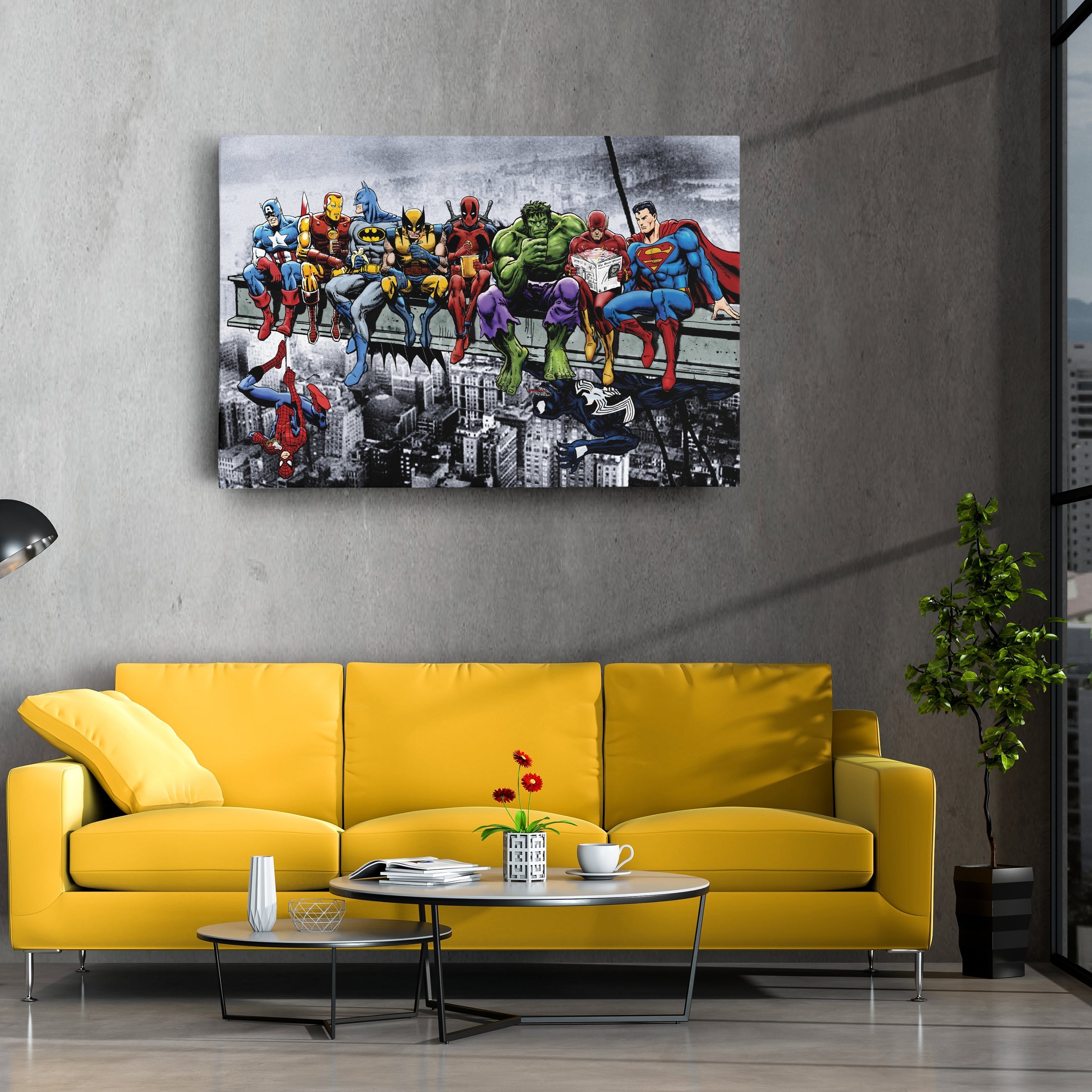 Superheroes Skyscraper Canvas – Marvel & DC Wall Art for Kids CanvasBlackArt