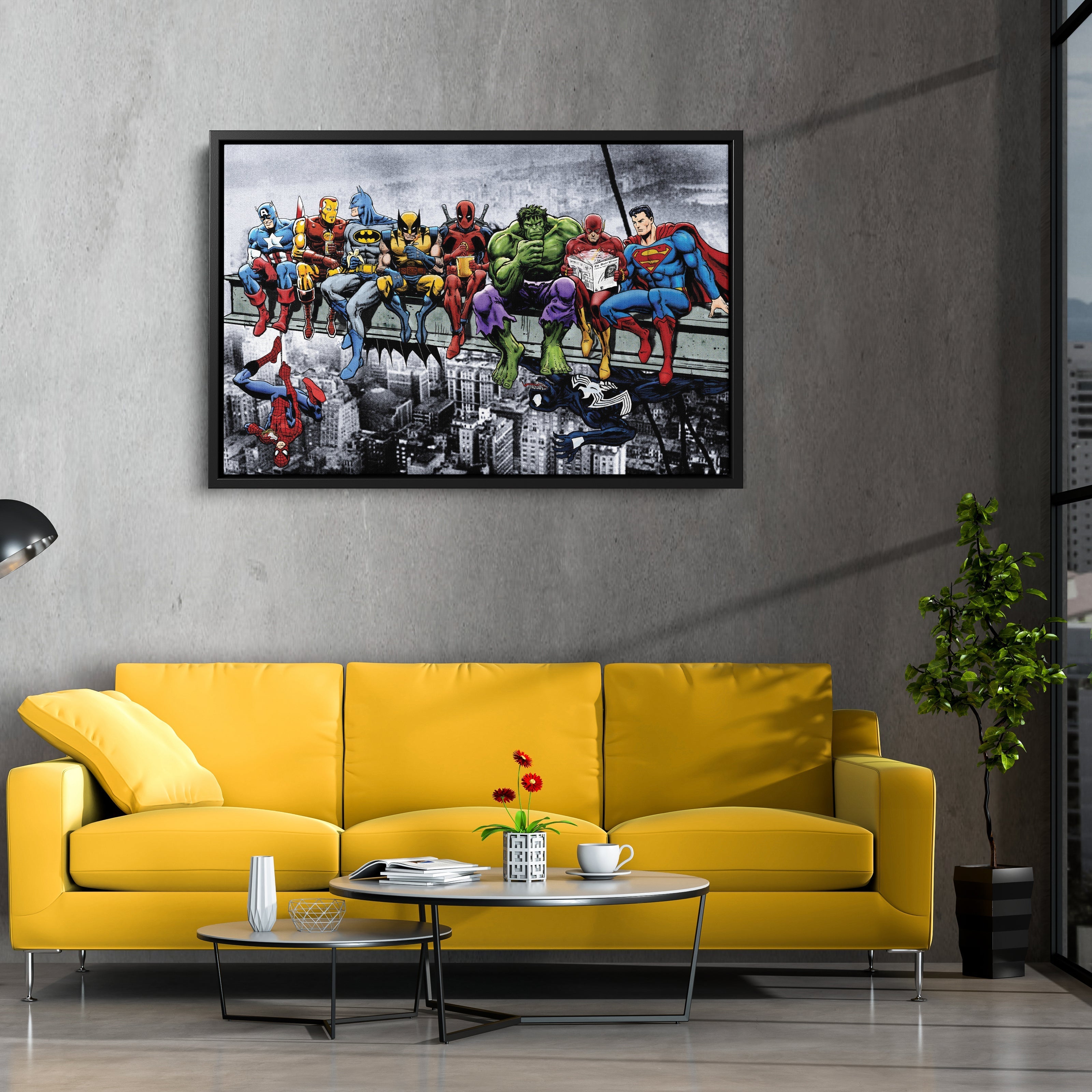 Superheroes Skyscraper Canvas – Marvel & DC Wall Art for Kids CanvasBlackArt