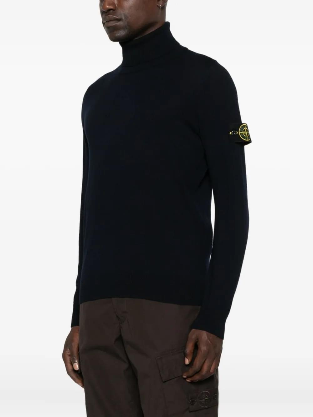 Stone Island Men Ribbed Wool Turtleneck Sweater Luosophy