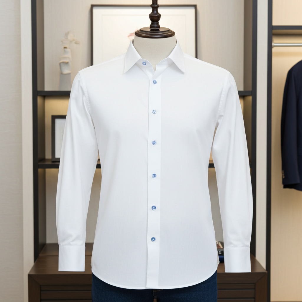 Gordon Button-Up Shirt With Contrast Details // White // Contemporary Fit (Regular) LEVINAS® Official