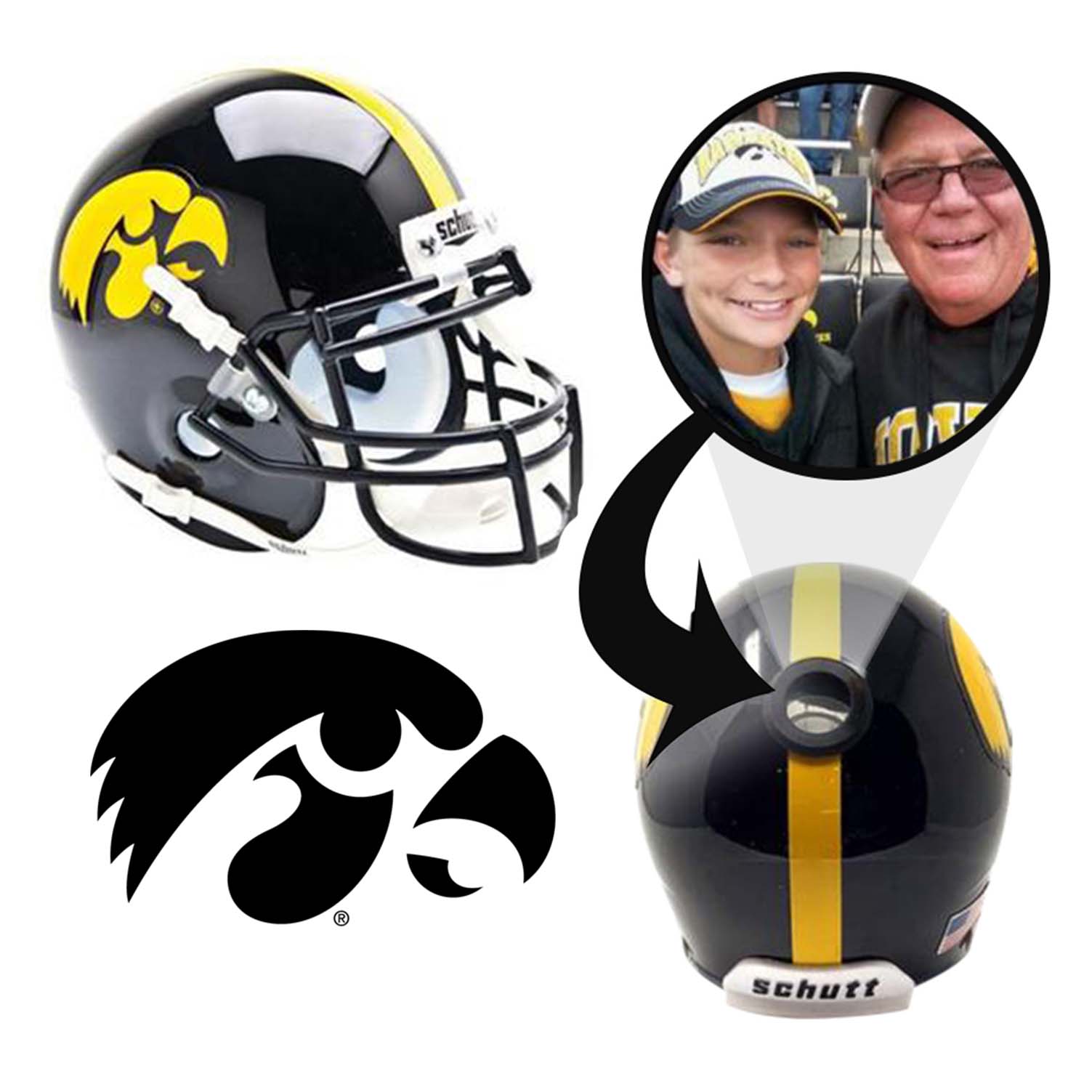 Iowa Hawkeyes College Football Collectible Mini Helmet - Picture Inside - FANZ Collectibles Fanz Collectibles