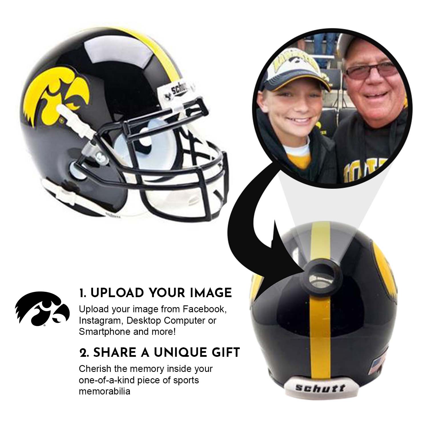 Iowa Hawkeyes College Football Collectible Mini Helmet - Picture Inside - FANZ Collectibles Fanz Collectibles