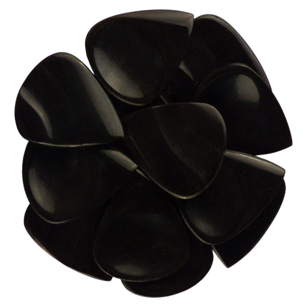 Black Buffalo Horn Guitar Or Bass Pick - 3.0 mm Ultra Heavy Gauge - 351 Groove Shape - Polished Finish Handmade Specialty Exotic Plectrum Exotic Plectrums