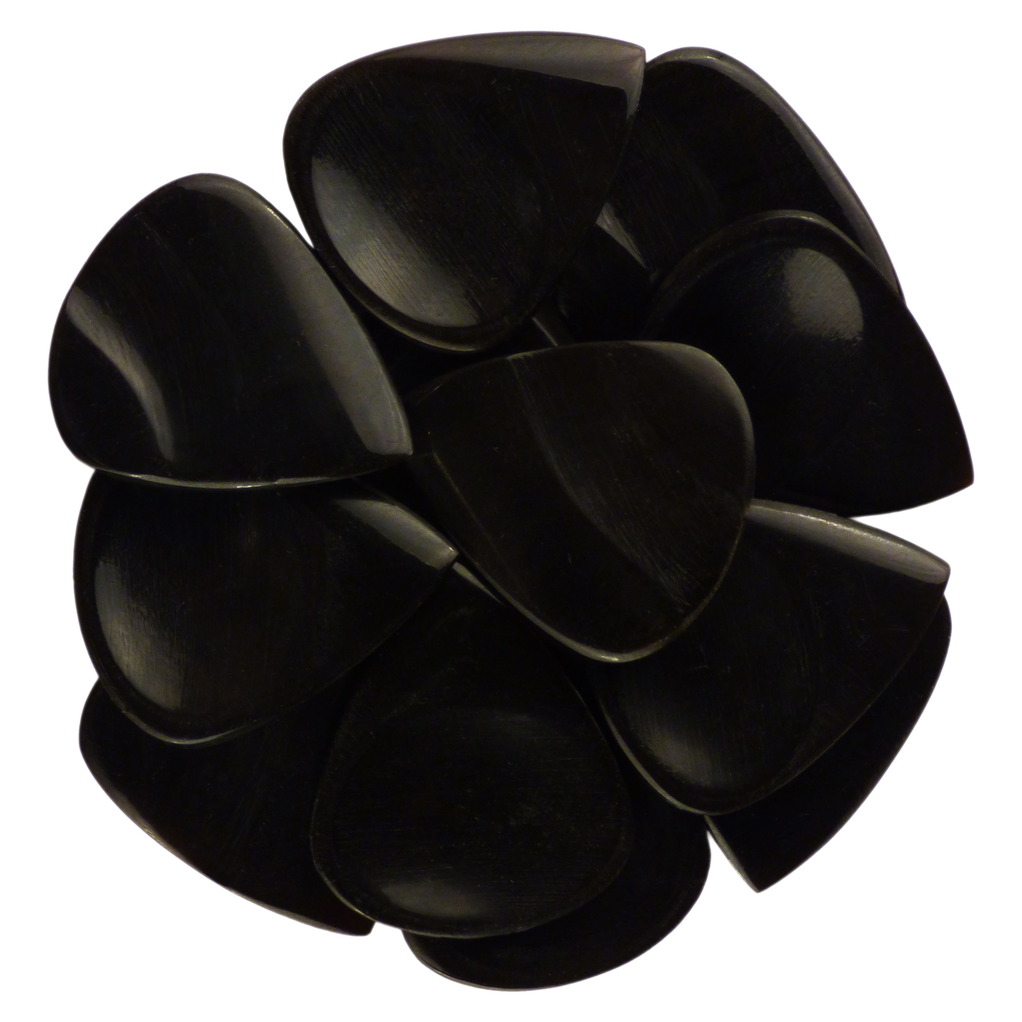 Black Buffalo Horn Guitar Or Bass Pick - 3.0 mm Ultra Heavy Gauge - 351 Groove Shape - Polished Finish Handmade Specialty Exotic Plectrum Exotic Plectrums