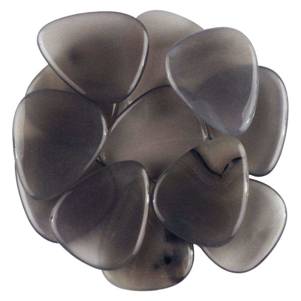 Grey Agate Stone Guitar Or Bass Pick - 3.0 mm Ultra Heavy Gauge - 351 Shape - Specialty Handmade Gemstone Exotic Plectrum Exotic Plectrums