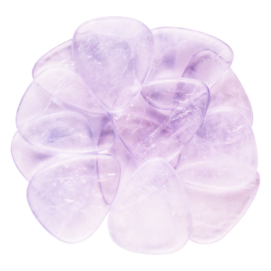 Light Amethyst Stone Guitar Or Bass Pick - 3.0 mm Ultra Heavy Gauge - 351 Shape - Specialty Handmade Gemstone Exotic Plectrum Exotic Plectrums
